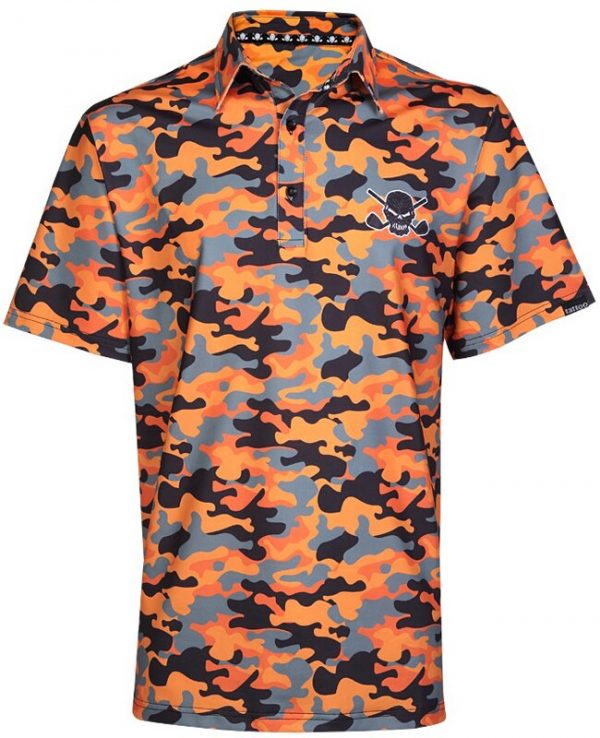 Camo CoolStretch Golf Shirt (Orange) PRE ORDER Tattoo Golf