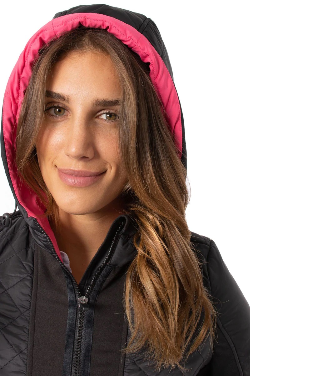 HOODED WINDBREAKER HOT PINK BLACK HOOD