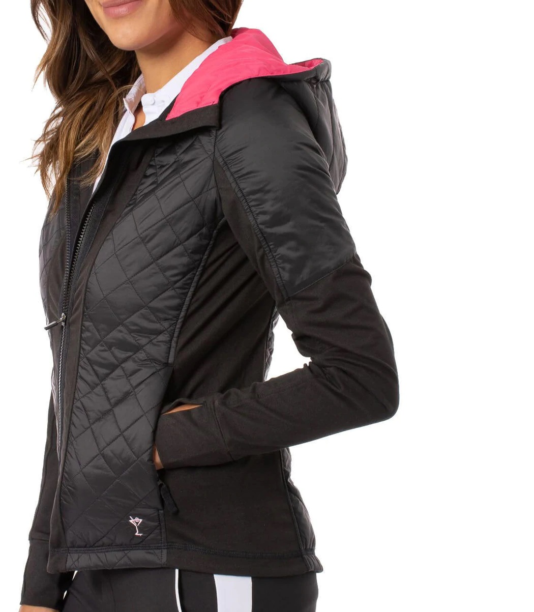HOODED WINDBREAKER HOT PINK BLACK