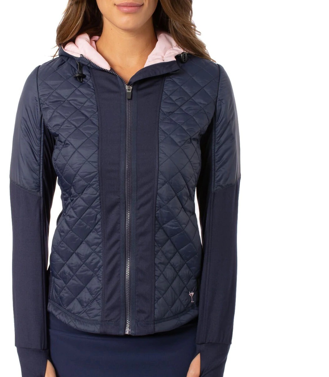 HOODED WINDBREAKER NAVY PINK